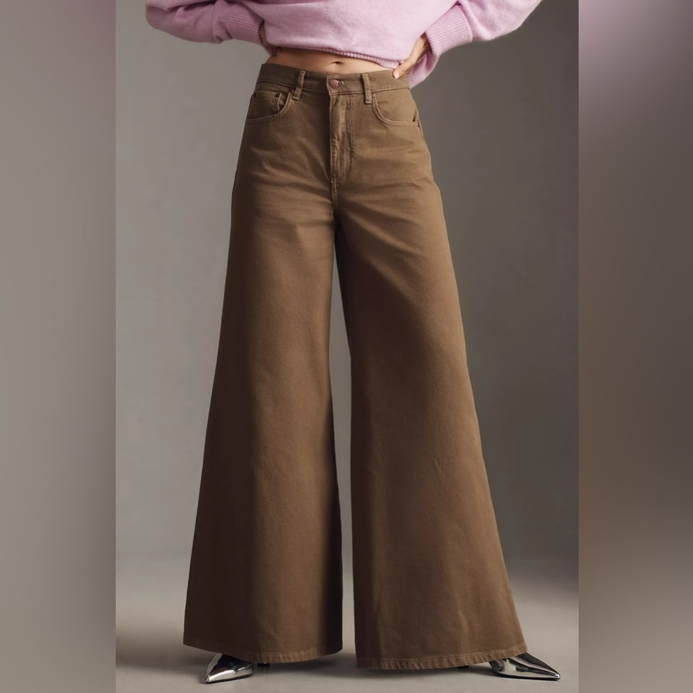NWT! Anthropologie Pilcro Moss High-Rise Wide-Leg Puddle Jeans - Size 26 ⚽️ - Picture 2 of 9